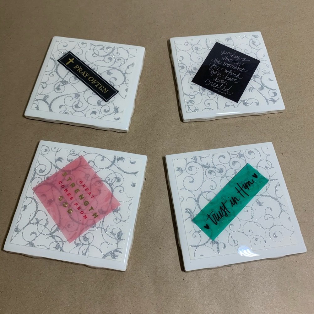 Inspirational Religious Saying Tile Coasters